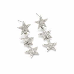 Boucles d'oreilles argentées étoiles et strass
