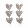 Boucles d'oreilles argentées cœurs et strass