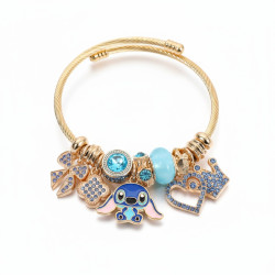 Bracelet charms doré Stitch