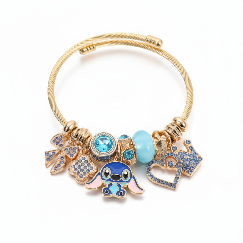 Bracelet charms doré Stitch