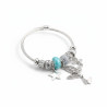 Bracelet charms argenté papillon bleu Acier