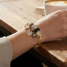 Bracelet charms doré coeur strass noir Acier
