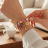 Bracelet charms doré nœud et clé rose Acier