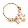 Bracelet charms doré lune et étoile rose Acier