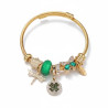 Bracelet charms doré libellule et papillon vert Acier