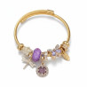 Bracelet charms doré libellule violette Acier