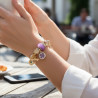 Bracelet charms doré libellule violette Acier