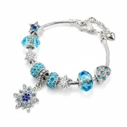 Bracelet charms flocon de neige bleu