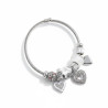 Bracelet charms argenté coeur blanc Acier