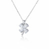 Collier argenté trèfle avec zircon Plaqué or blanc