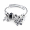 Bracelet charms argenté papillon noir Acier