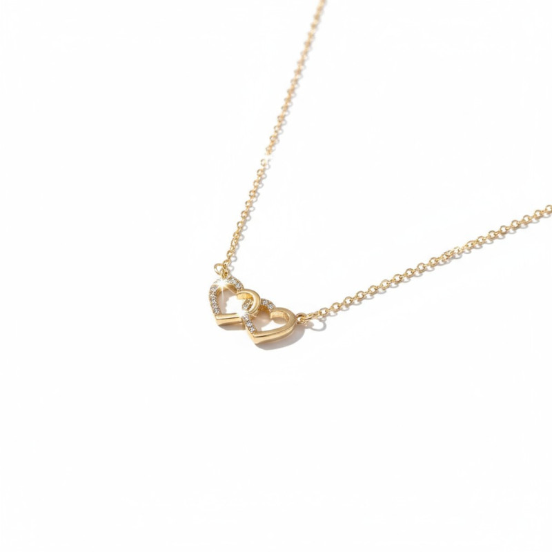 Collier doré coeurs entrelacés Plaqué or