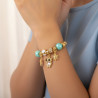 Bracelet charms doré hibou et perles bleues Acier