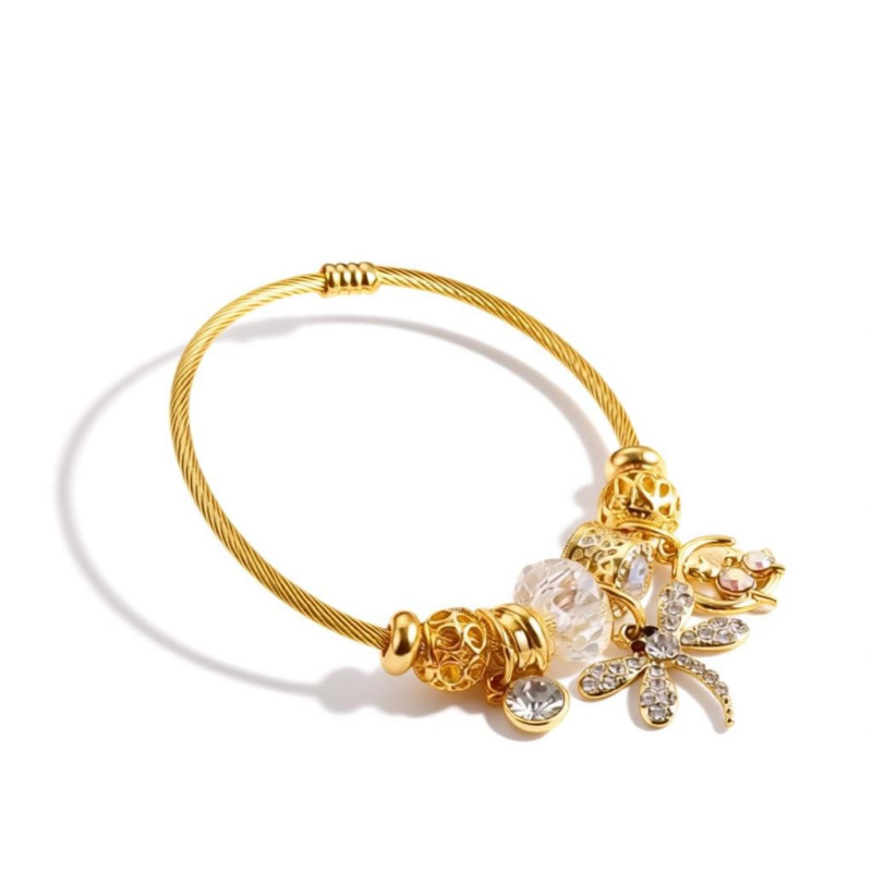 Bracelet charms doré libellule Acier
