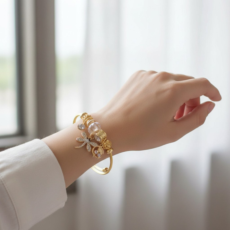 Bracelet charms doré libellule Acier