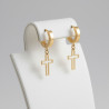 Boucles d'oreilles dorées croix ajourée Acier