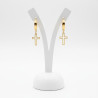 Boucles d'oreilles dorées croix ajourée Acier
