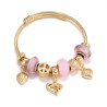 Bracelet charms doré coeurs roses et peace and love Acier