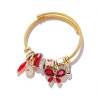 Bracelet charms doré papillon rouge Acier