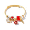 Bracelet charms doré coeur et strass rouge Acier