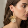 Boucles d'oreilles fleurs filigranées dorées avec strass