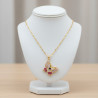 Collier doré papillon zircon rose et violet Acier