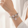 Bracelet argenté charms tournesol rose Acier