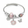 Bracelet argenté charms tournesol rose Acier