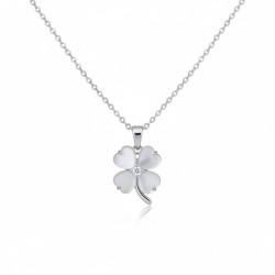 Collier argenté trèfle Plaqué or blanc