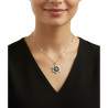 Collier argenté fleur strass noir et blanc Plaqué or blanc