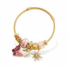 Bracelet charms doré papillon rose et étoile Acier