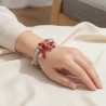 Bracelet charms argenté papillon rouge Acier