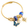 Bracelet charms doré papillon bleu et étoile Acier