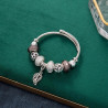 Bracelet charms argenté feuille et perles grises Acier
