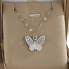 Collier argenté papillon blanc Plaqué or blanc