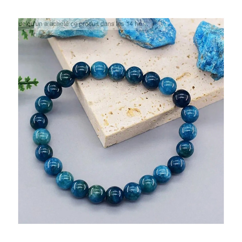 Bracelet perles bleues azur Apatite