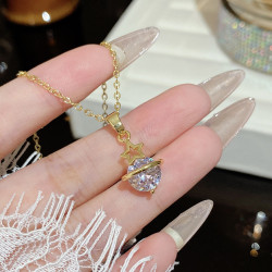 Collier doré étoile et zircon Plaqué or