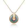 Collier doré médaillon mandala multicolore Plaqué or