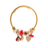 Bracelet charms doré coeur et coccinelle rouge Acier
