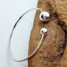 Bracelet jonc argenté sphères asymétriques Acier