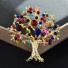 Broche doré arbre de vie strass multicolores