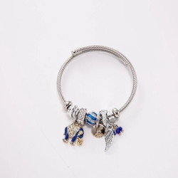 Bracelet charms argenté éléphant bleu Acier