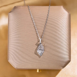 Collier argenté feuille zircon Plaqué or blanc