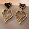 Boucles d'oreilles dorées cœurs ajourés et léopard
