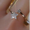 Bague ajustable dorée étoiles zircon Plaqué or