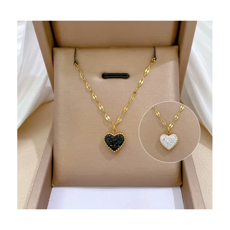 Collier doré coeur double face Plaqué or