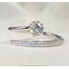 Bague ajustable argentée zircon croisé Plaqué or blanc
