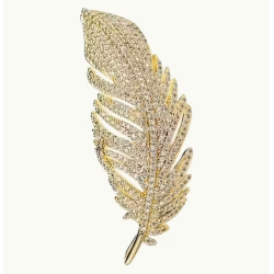Broche plume dorée