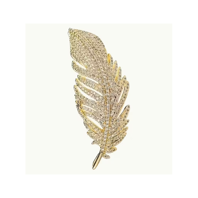 Broche plume dorée
