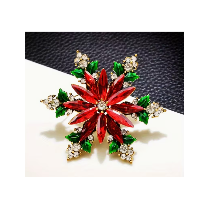 Broche dorée flocon de neige Noël
